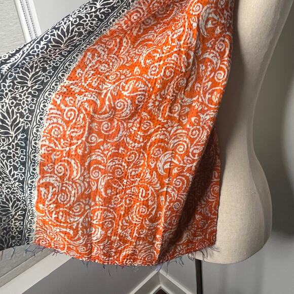 Mieko Mintz Women's Scarf Mixed Print Kantha Patchwork Multicolored Cotton 86" - Picture 6 of 10